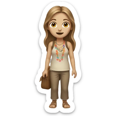 Hippie woman with light brown hair sticker
