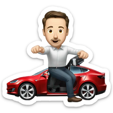 Musk pushing tesla break pedal sticker
