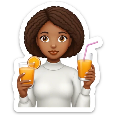 Black girl with orange juice and cookie in her hands sticker