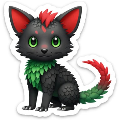 Kawaii Cute Edgy Black Green Red Trico-animal-creature full body sticker