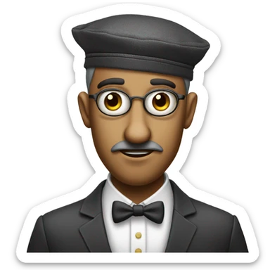 Short greedy banker with giant nose and Kippah sticker