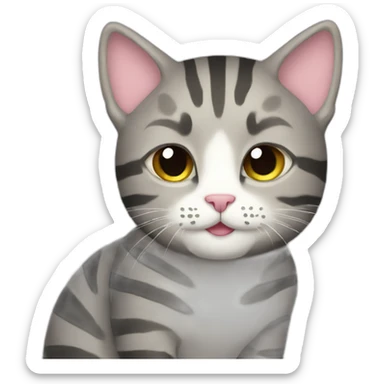 Gravel striped cat with rainbow sticker