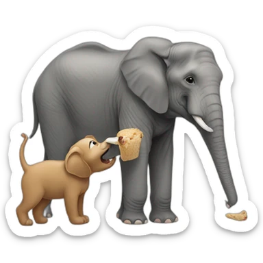 Elephant eating a dog sticker