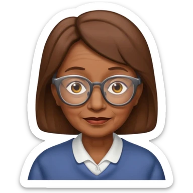 Dead old woman brown hair add glasses sticker