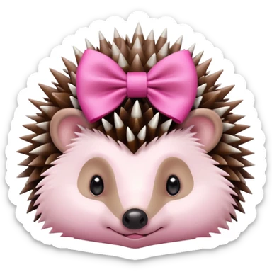 hedgehog with a pink bow sticker