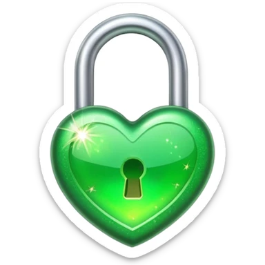 small green lock, simple and clear, matching the look of heart, sparkle, and fire emojis in Apple emoji style sticker
