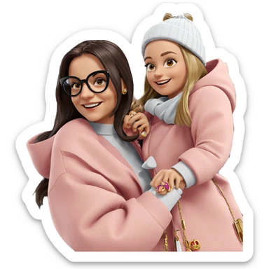 smiling girls with stylish accessories sticker