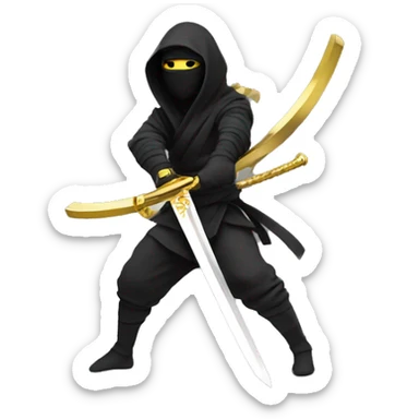 sword wielding ninja with gold drip from sword sticker