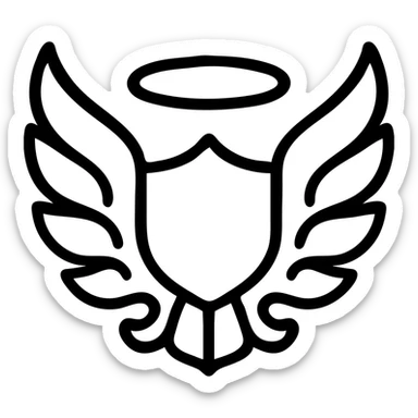 saintly crest featuring black feathered wings, classic, ornate details sticker