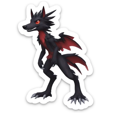 Anthro cool black red nargacuga sergal animal hybrid Fakemon full body sticker
