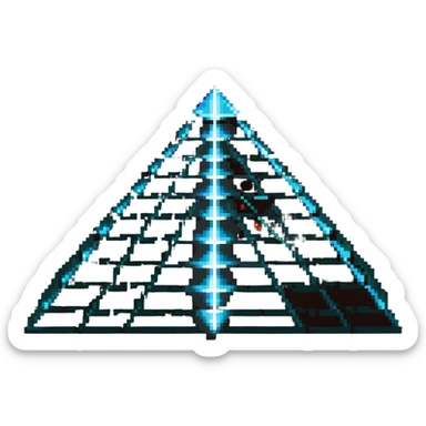 pyramid with glowing technology core and power lines sticker