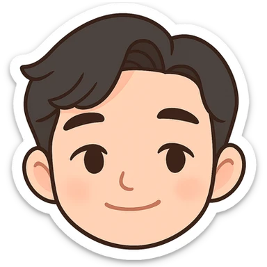 Create a cartoon emoji style head closely matching the person's facial features and expression, with a transparent background. sticker