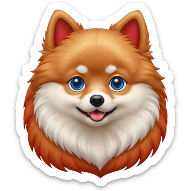 Pomeranian With Red Skin Blue eyes And Blue Tail sticker