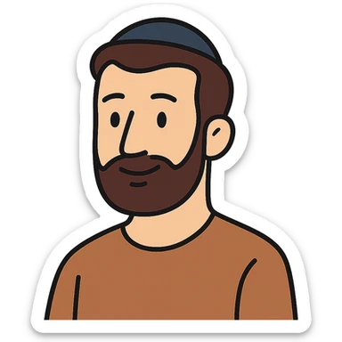 flat toon style simple features Jewish man wearing a kippah sticker