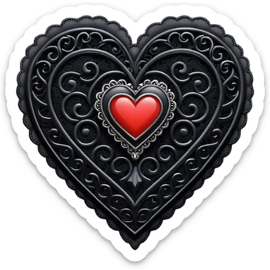 goth themed heart with a black lace brooch sticker