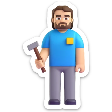 Minecraft character of Jack Black wearing a blue t-shirt sticker