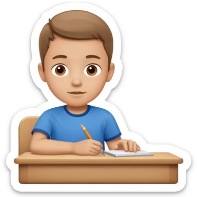 child sitting in a school desk sticker