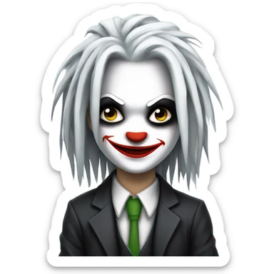 Joker dc girl, white face, black dreadlocks sticker