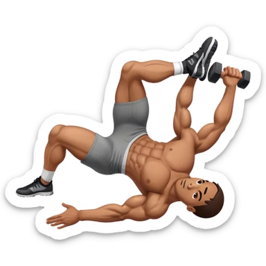 side-view of guy doing decline abdominal Crunches with sixpack sticker