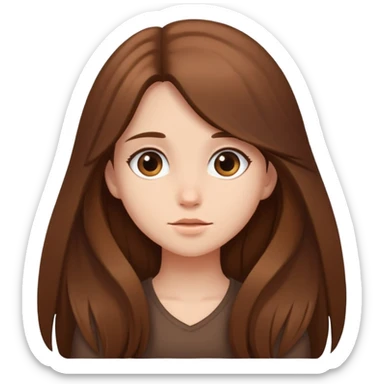 A shy girl with brown long hair  sticker