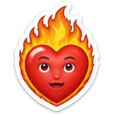 Cœur en feu avec u sticker