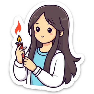 Girl in love with a lighter  sticker