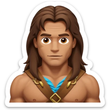Tarzan with long brown hair, brown loincloth sticker