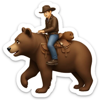 Man riding a bear with a saddle sticker