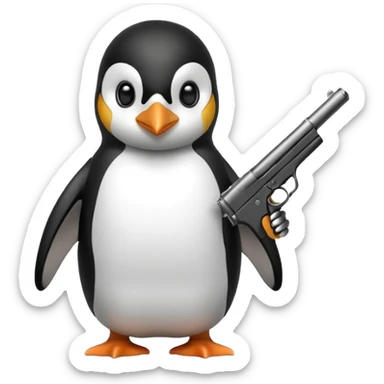Penguin with a gun sticker