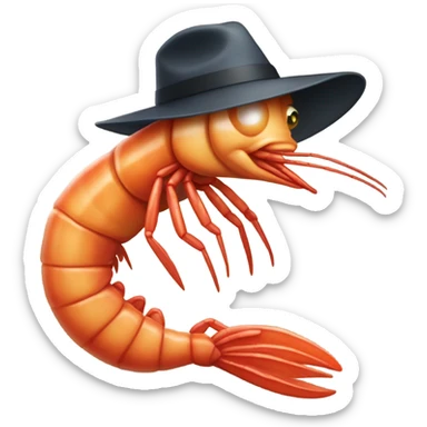Prawn wearing a fedora sticker