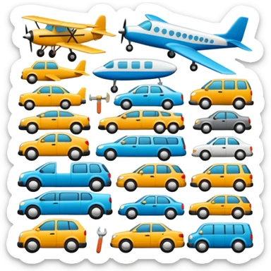 Emoji puzzle using objects or vehicles only.
Example: cars, bicycles, planes, tools.
One emoji slightly rotated or different shade.
Very subtle difference.
Modern flat design. sticker