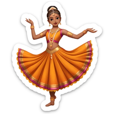 cinematic-realistic-bharatanatyam-dance-emoji,-depicted-as-an-elegant-classical-indian-dance-performance-with-graceful-poses,-intricate-costumes,-and-expressive-hand-gestures,-rendered-with-rich-textures-and-warm-dramatic-lighting, single dancer sticker