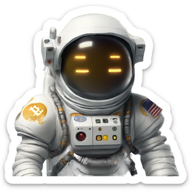 small bitcoin robot moon profit astronaut sticker