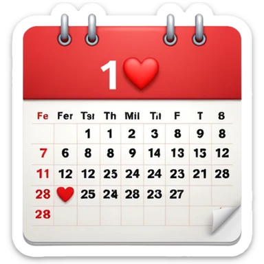 14 de febrero  seleccionado en calendario sticker