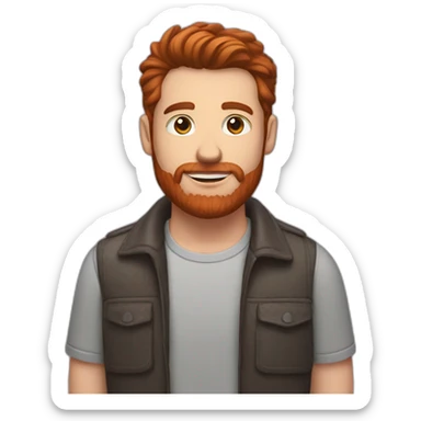 one men with brown hair and a red beard and airpods sticker