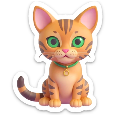A small Bengal cat with green eyes, looks fun sticker