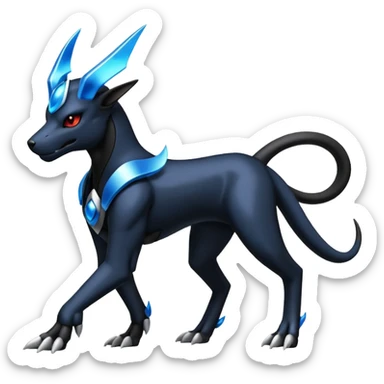 Shiny Metallic Alloy Onyx-Houndoom-Zekrom-Genesect-Pokémon-Fakémon-hybrid-creature sticker