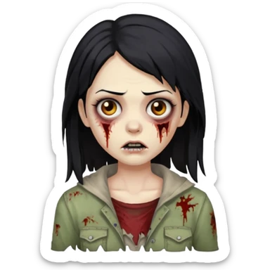 Uma mulher zombie de cabelo preto médio e olho castanho sticker