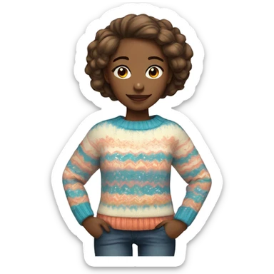 Girl with funky sweater sticker