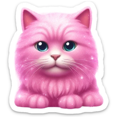 Pink glitter cat  sticker