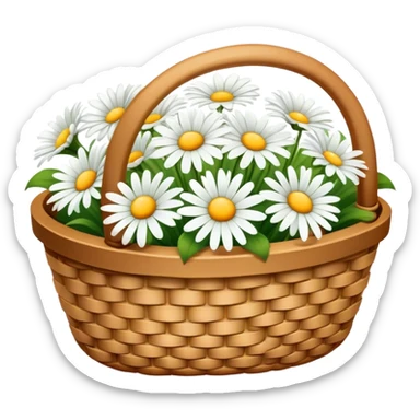 basket with white daisies sticker