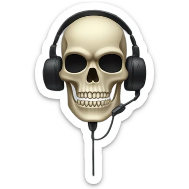 Military Skeleton mask with a long black mask underneath it and headset with a microphone sticker