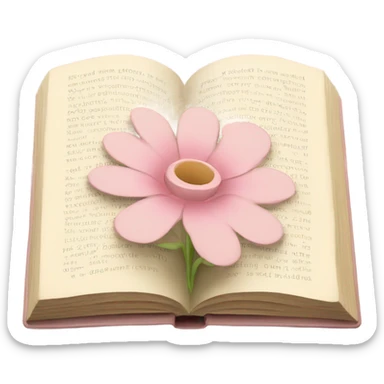 Beige Open book with light pink flower inside sticker
