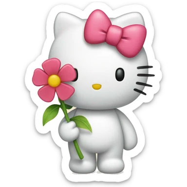 Hello kitty holding a flower sticker
