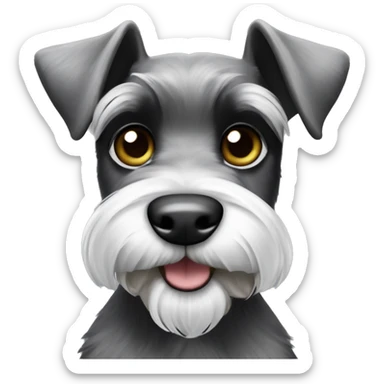 Mini schnauzer black & white playing with grey ears sticker