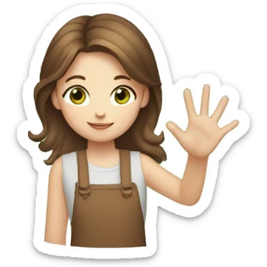 girl giving high five, green eyes, brown hair sticker