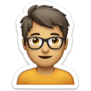 joven con gafas y un letrero de hola sticker