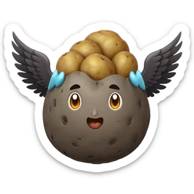 storm cloud and a potato with wings sticker