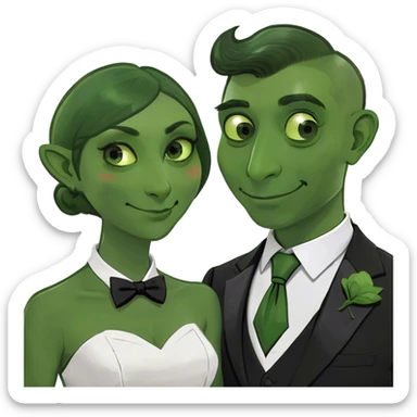 couple in formal attire outdoors sticker