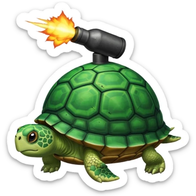 Turtle standing on top of a bomb sticker